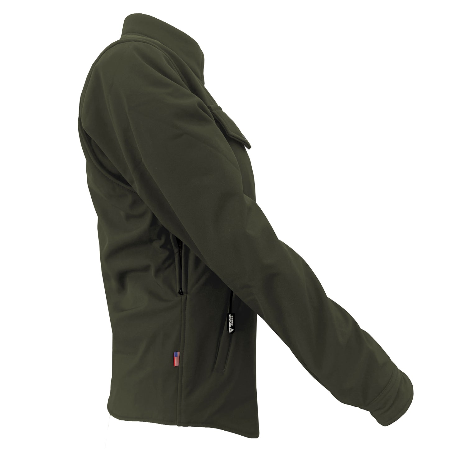 Protective SoftShell Winter Jacket for Women - Army Green Matte with Pads
