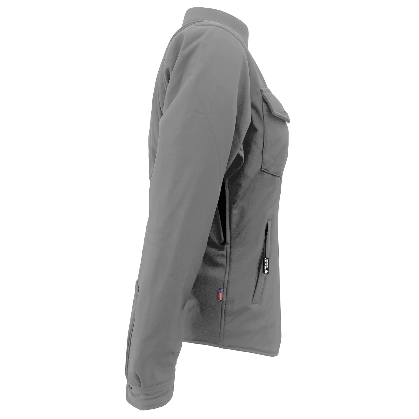 Protective SoftShell Winter Jacket for Women – Light Gray Matte with Pads