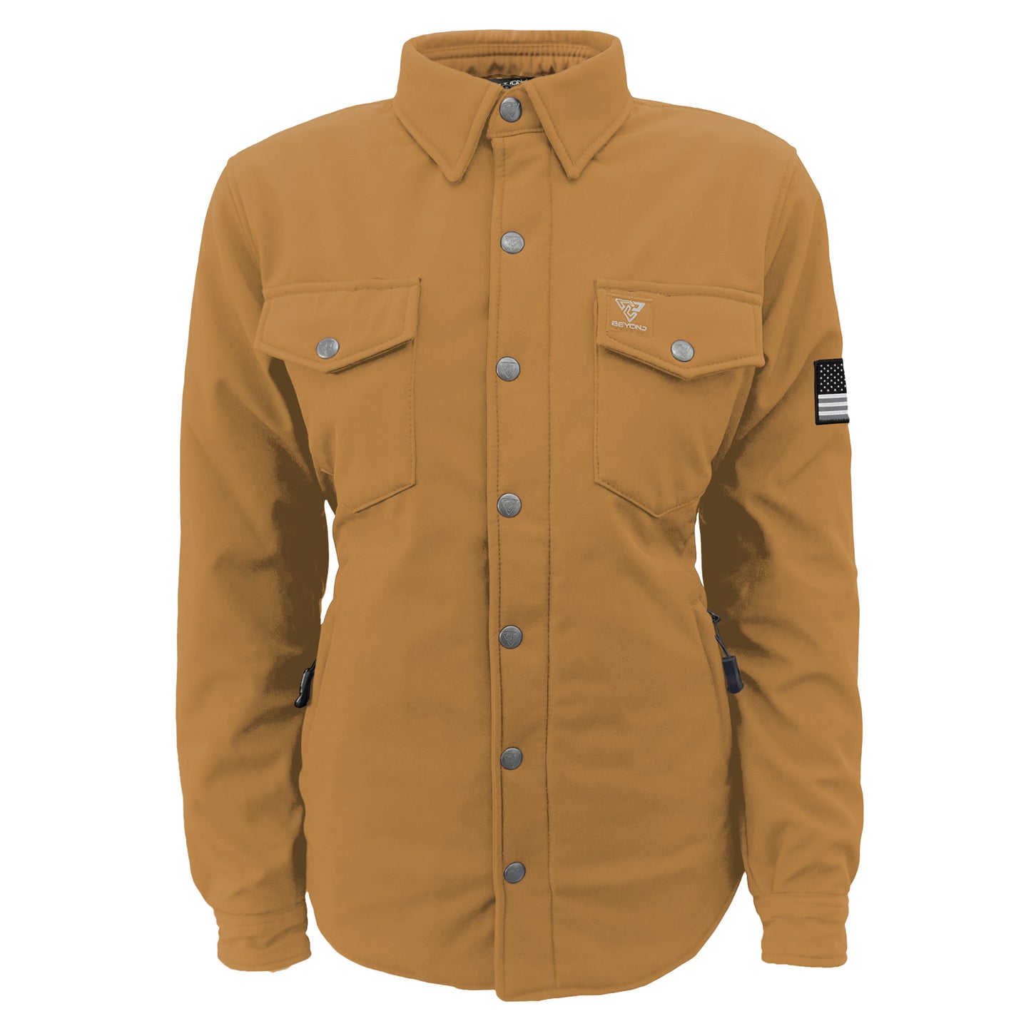 Protective SoftShell Winter Jacket for Women – Mustard Matte with Pads