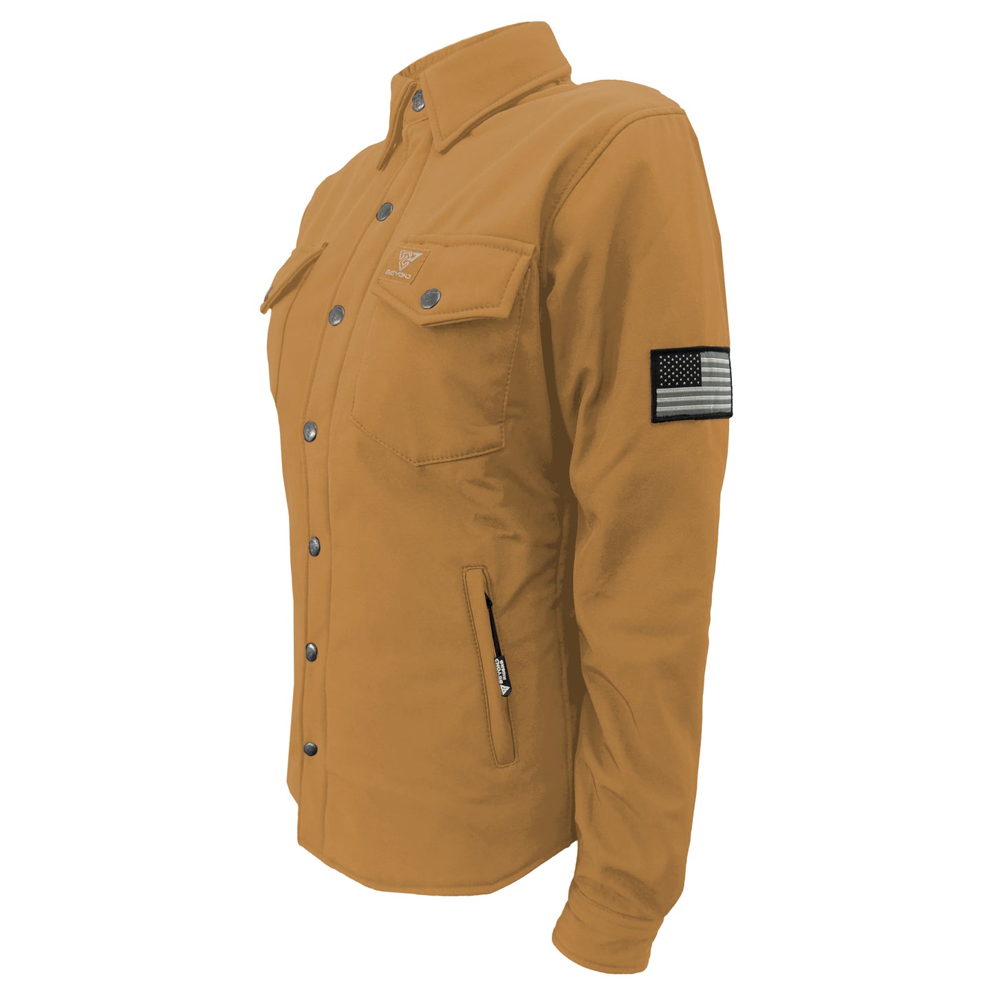 Protective SoftShell Winter Jacket for Women – Mustard Matte with Pads