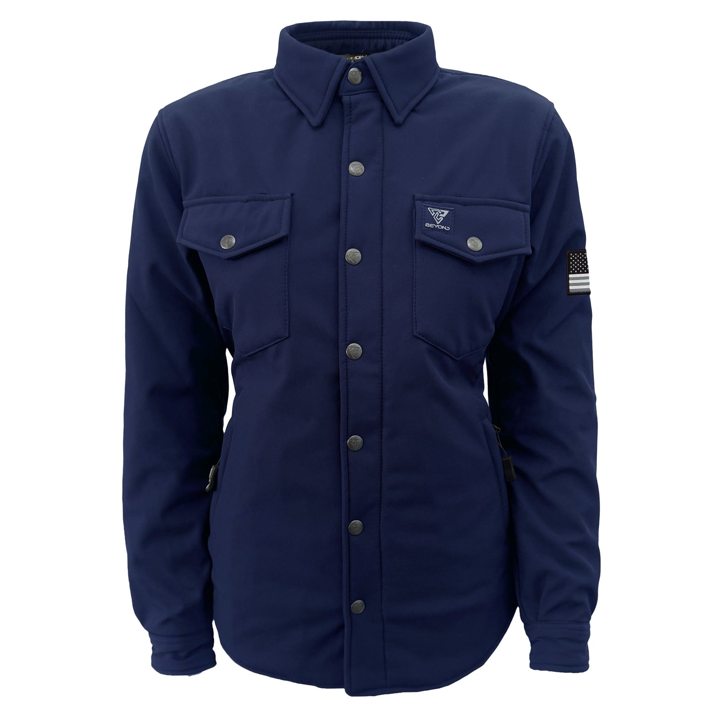 Protective SoftShell Winter Jacket for Women – Navy Blue Matte with Pads