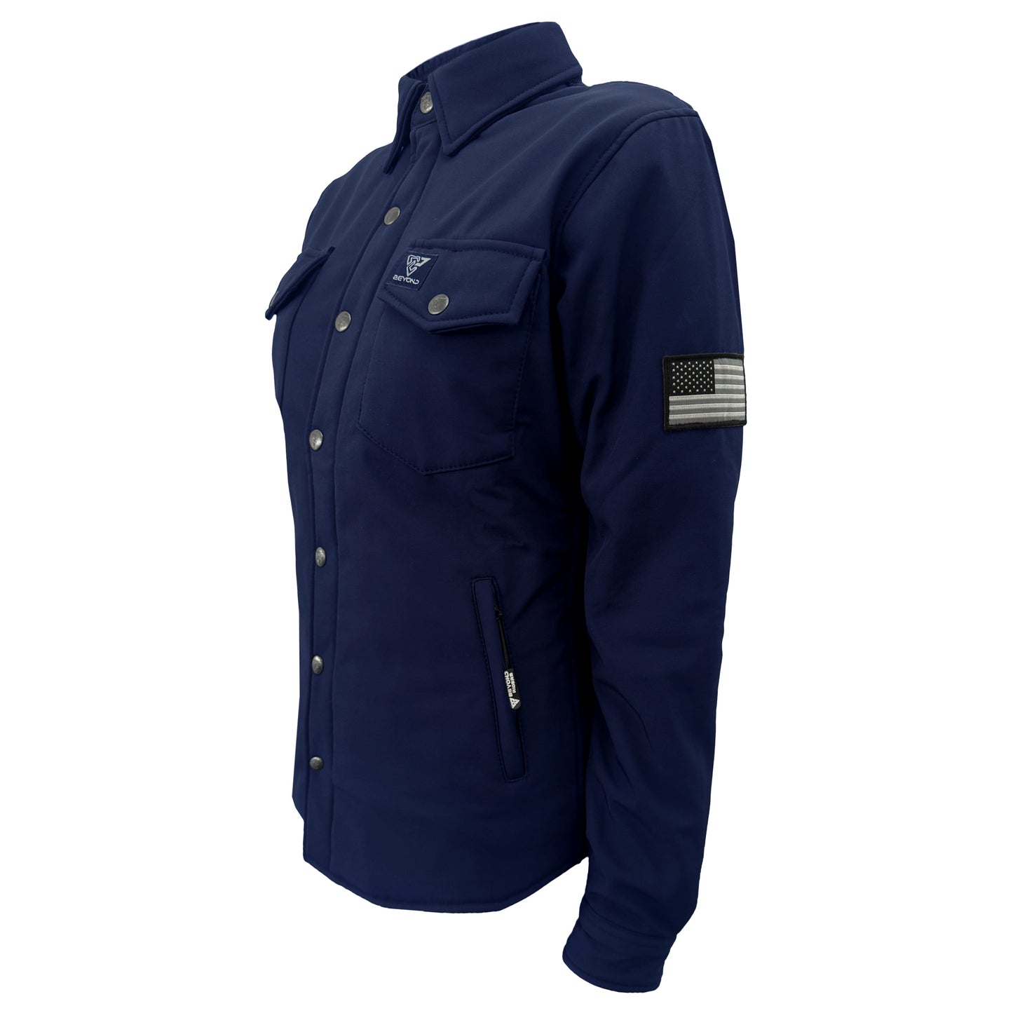 Protective SoftShell Winter Jacket for Women – Navy Blue Matte with Pads