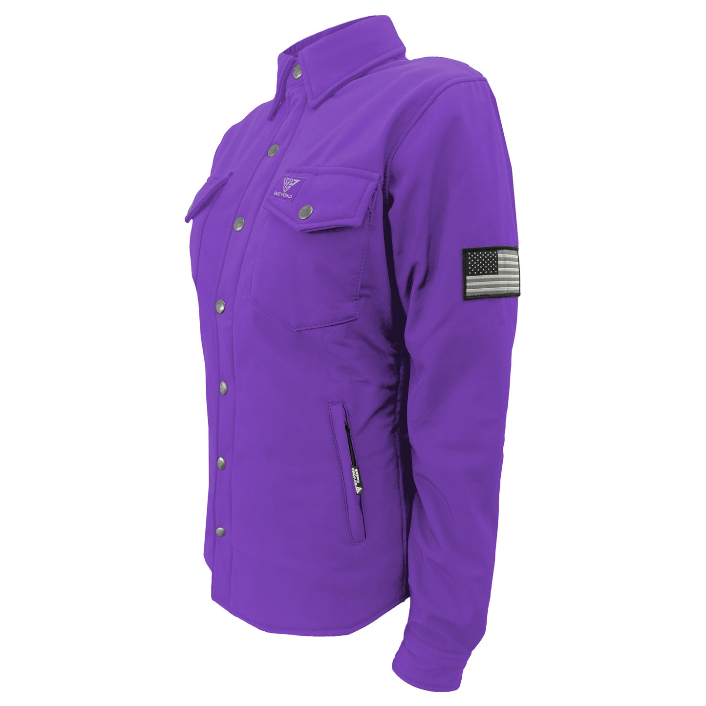Protective SoftShell Winter Jacket for Women – Purple Matte with Pads