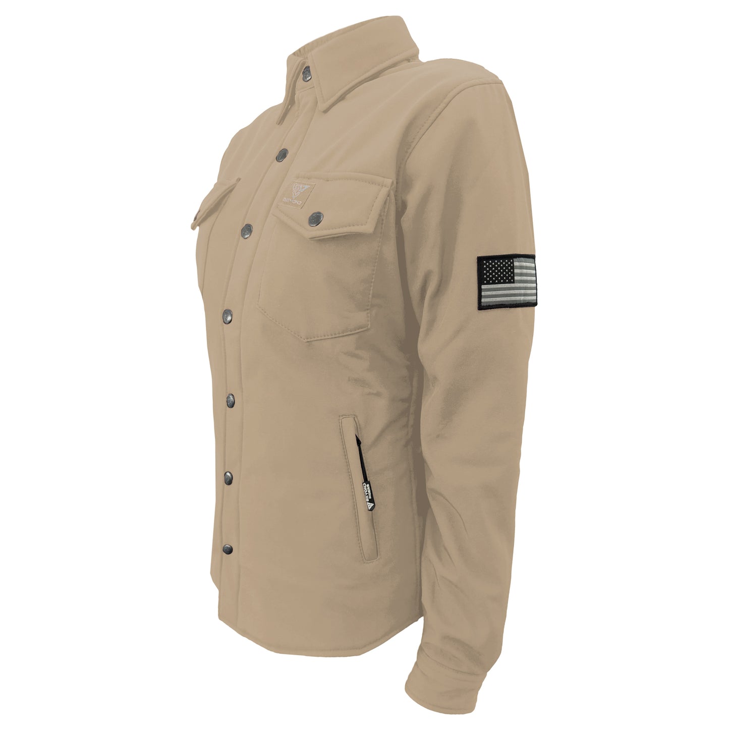 Protective SoftShell Winter Jacket for Women – Khaki Matte with Pads