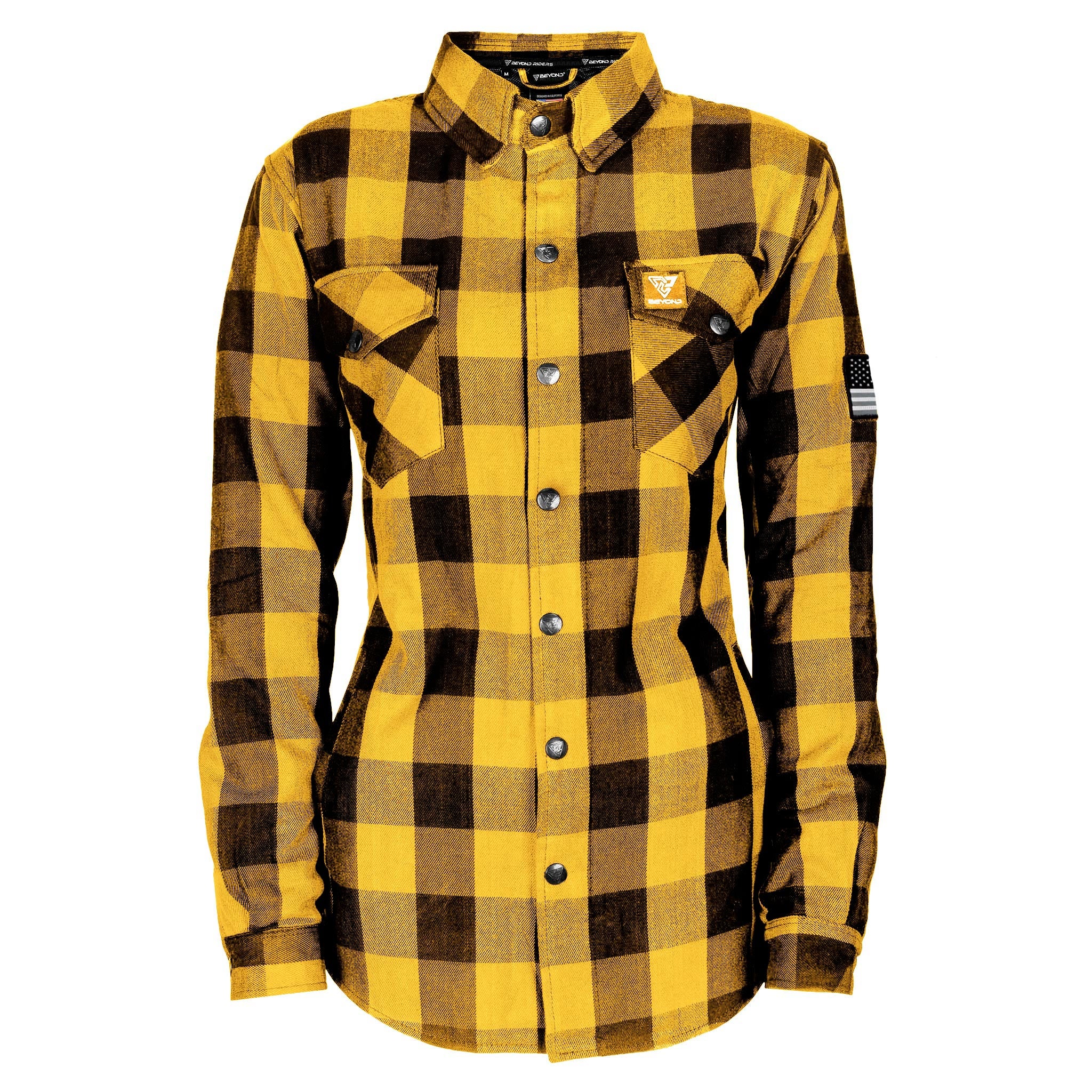 Flannel Shirt for Women - Yellow and Black with Pads XXS / Yellow & Black Flannel Shirt for Women - Yellow and Black with Pads XXS / Yellow & Black