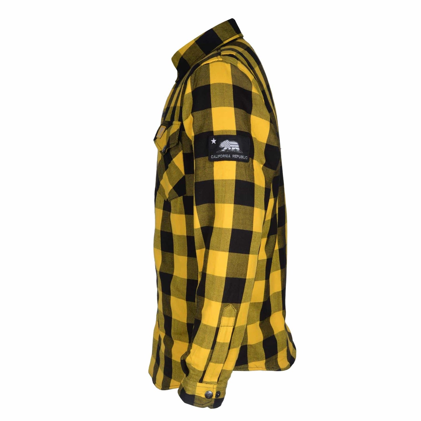 SALE Protective Flannel Shirt "Blaze of Glory" - Yellow and Black Checkered with Pads