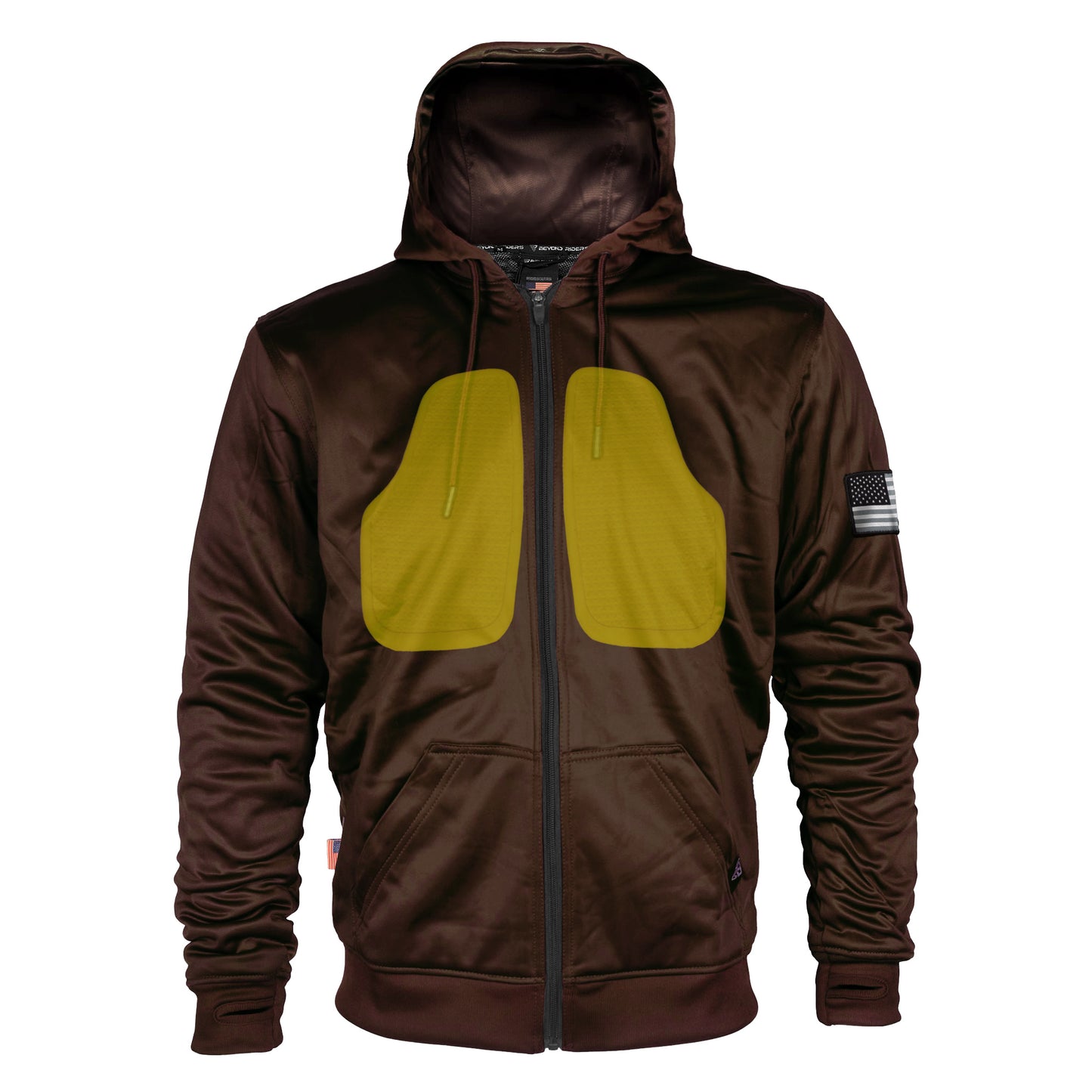 Brown Solid Ultra Protective Hoodie with Pads