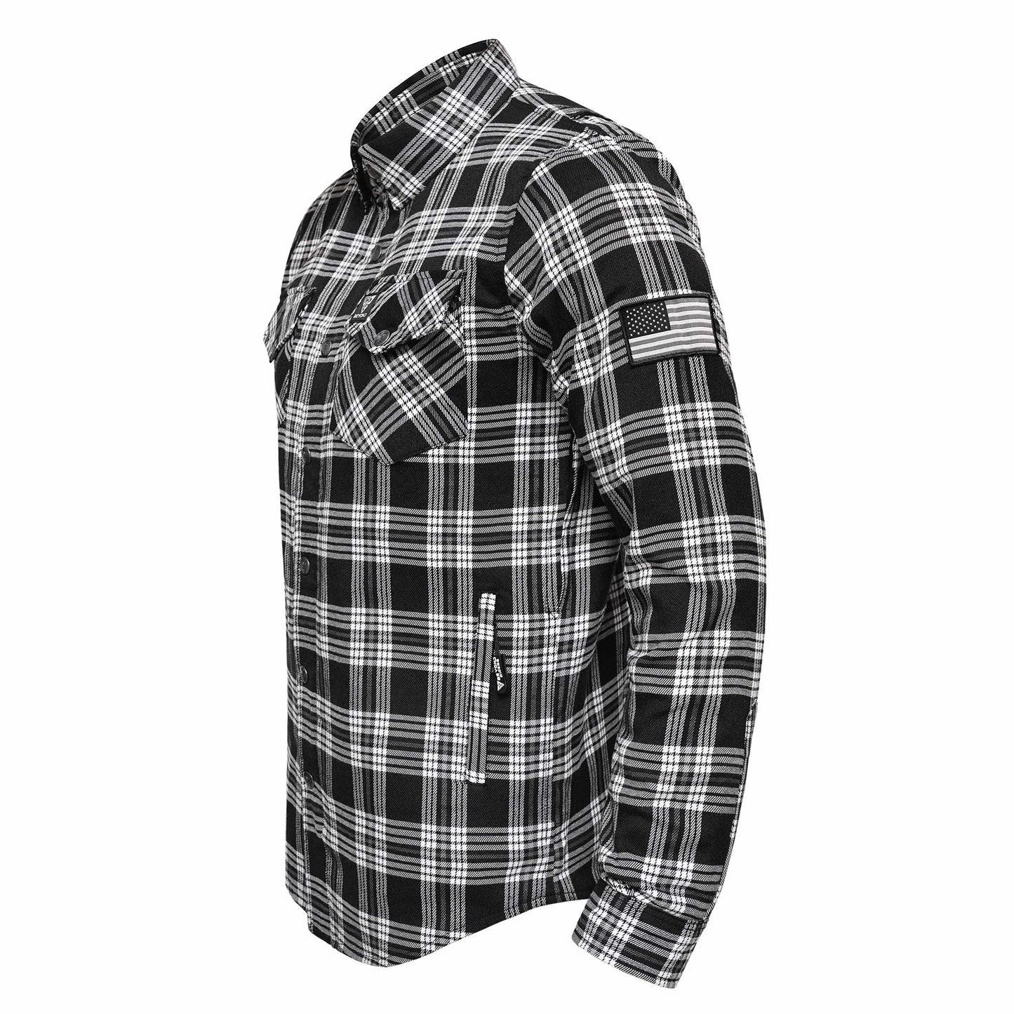 Protective Flannel Shirt For Men - Black Baron Plaid with Pads