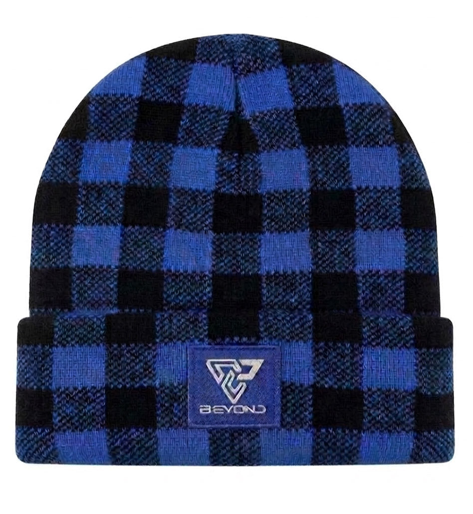 Knit Cuffed Checkered Beanie