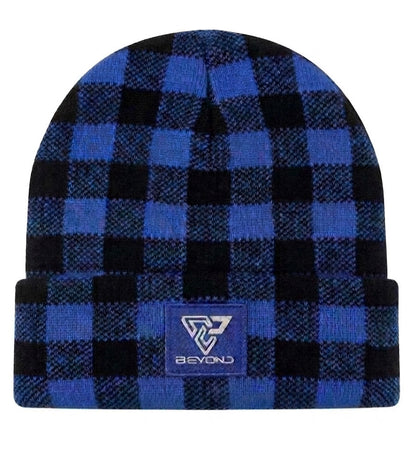 Knit Cuffed Checkered Beanie