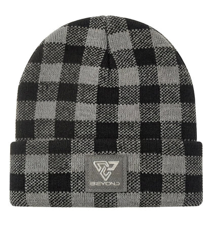 Knit Cuffed Checkered Beanie