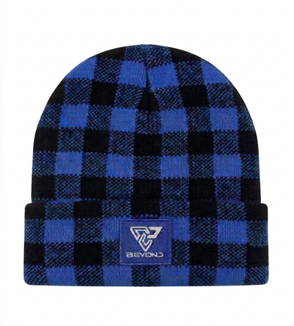 Knit Cuffed Checkered Beanie