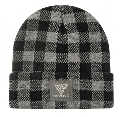 Knit Cuffed Checkered Beanie