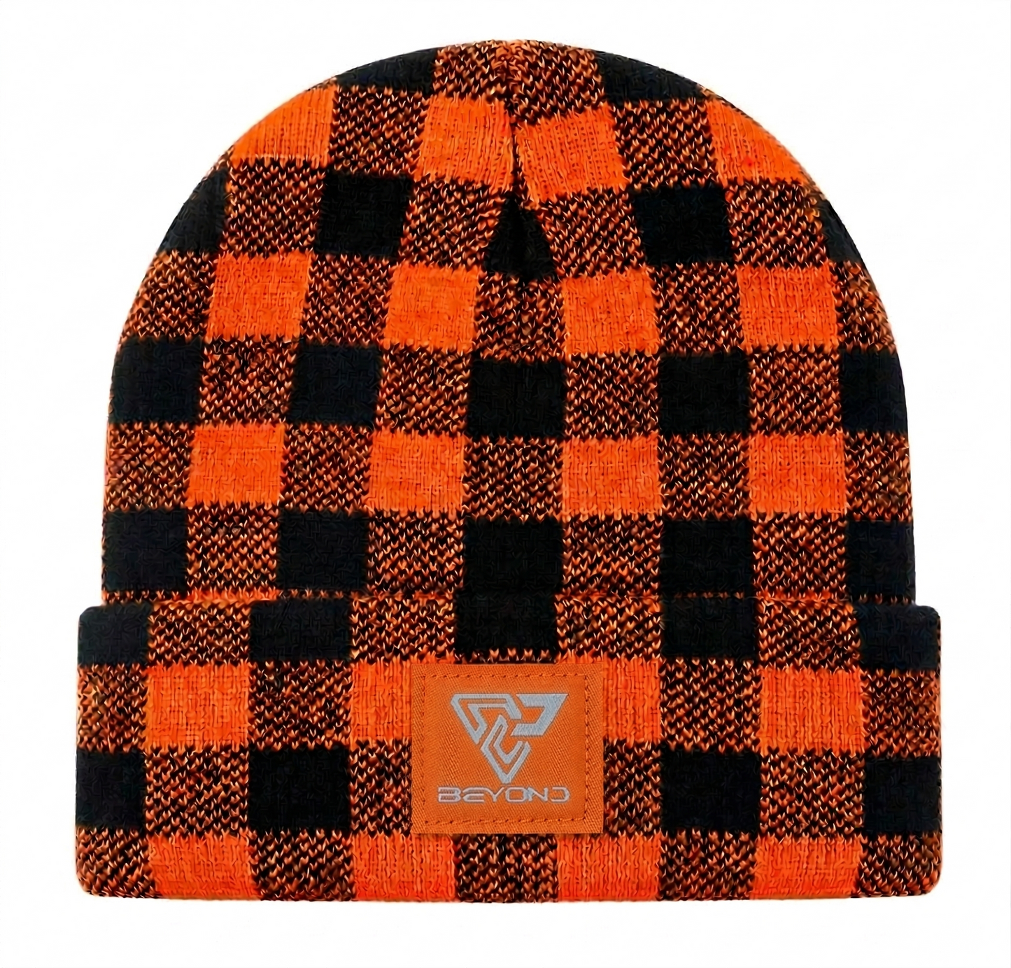 Knit Cuffed Checkered Beanie