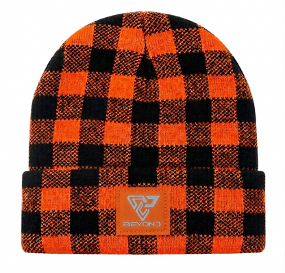 Knit Cuffed Checkered Beanie