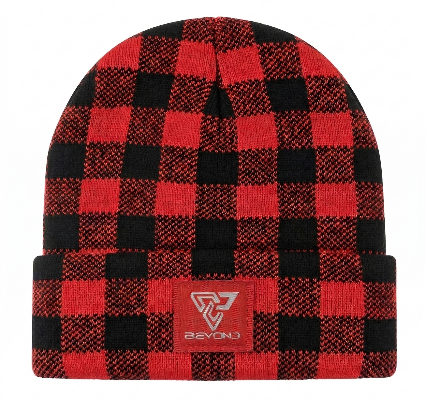 Knit Cuffed Checkered Beanie