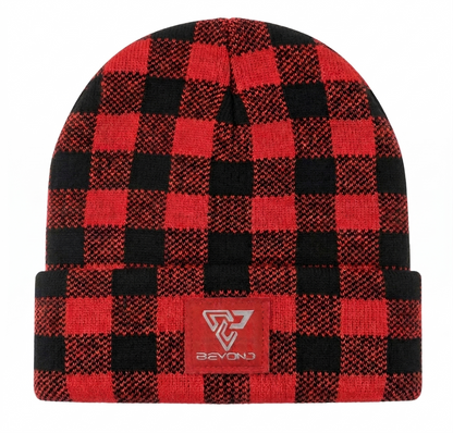 Knit Cuffed Checkered Beanie