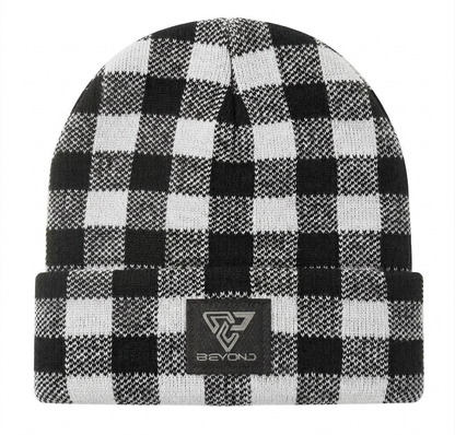 Knit Cuffed Checkered Beanie