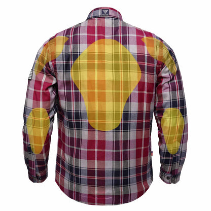Protective Flannel Shirt For Men - Red Rogue Plaid with Pads