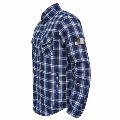 Protective Flannel Shirt For Men - Blue Crest