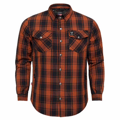 Protective Flannel Shirt For Men - Copper Blood Plaid with Pads