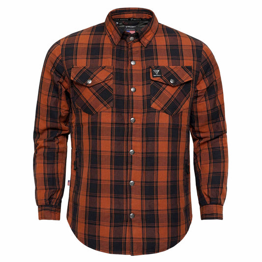 Protective Flannel Shirt For Men - Copper Blood Plaid with Pads