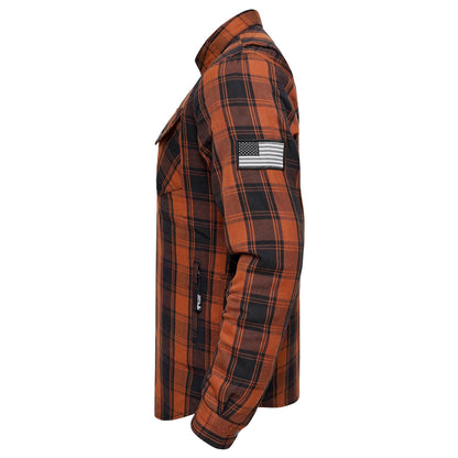 Protective Flannel Shirt For Men - Copper Blood Plaid with Pads
