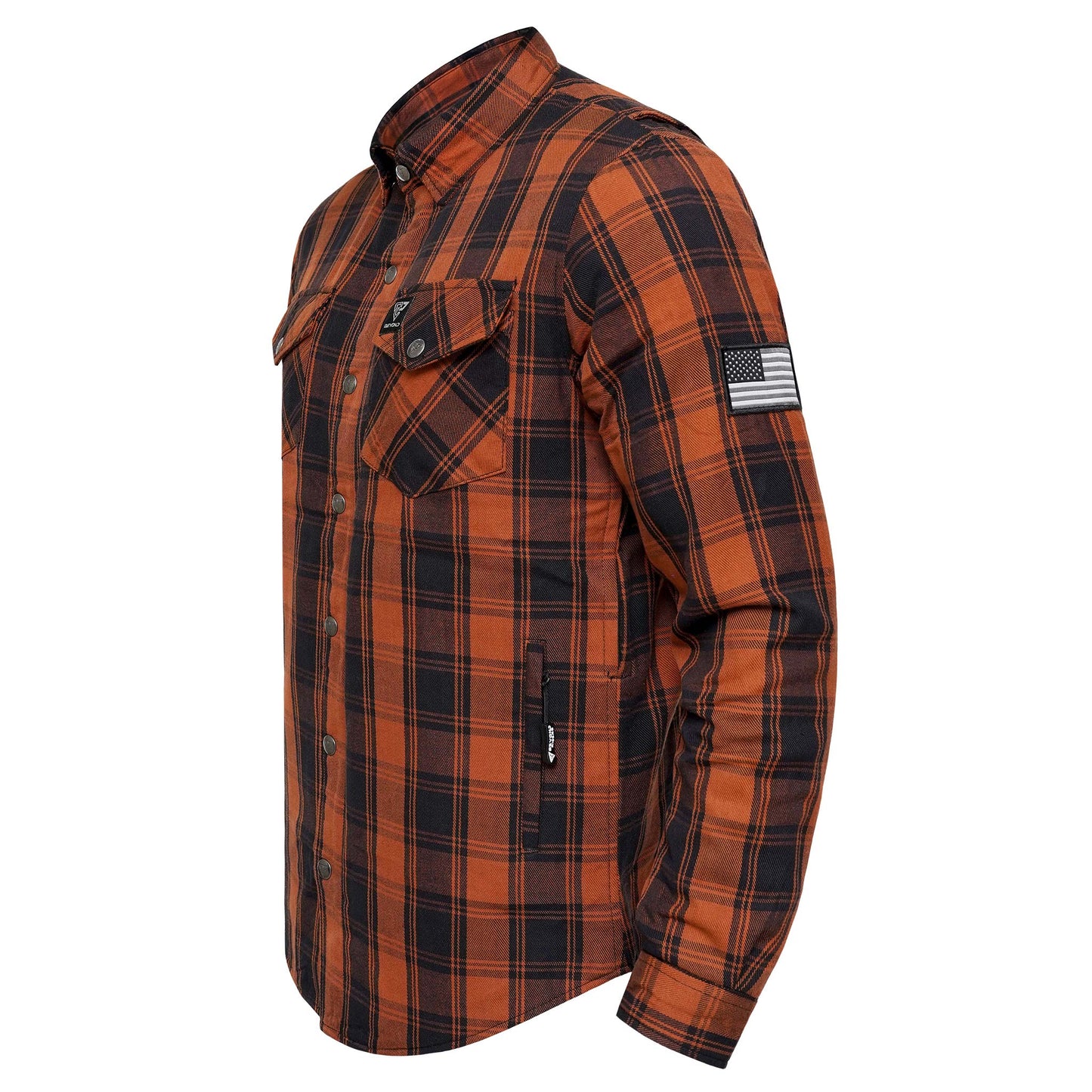 Protective Flannel Shirt For Men - Copper Blood Plaid with Pads