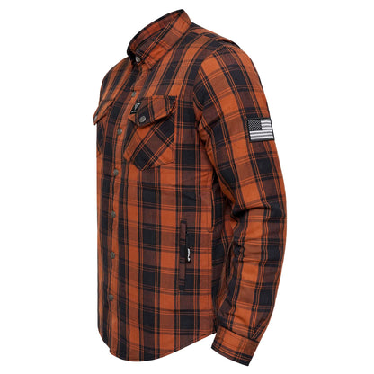 Protective Flannel Shirt For Men - Copper Blood Plaid with Pads