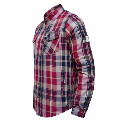Protective Flannel Shirt For Men - Red Rogue Plaid with Pads