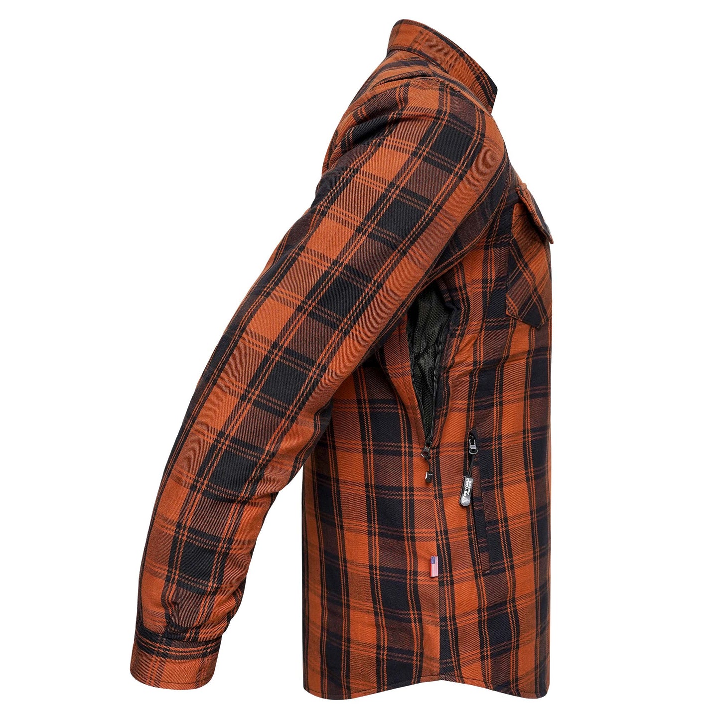 Protective Flannel Shirt For Men - Copper Blood Plaid with Pads