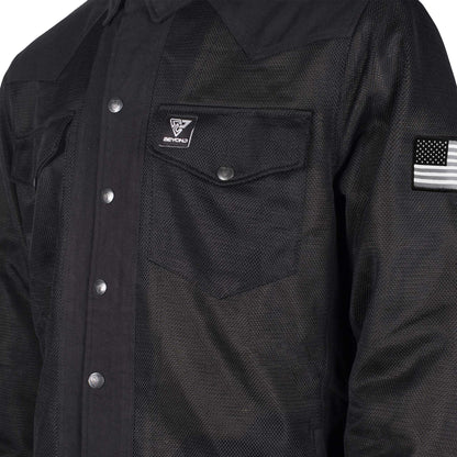 Protective Summer Mesh Shirt - Black Solid with Pads [Fast Shipping for USA]