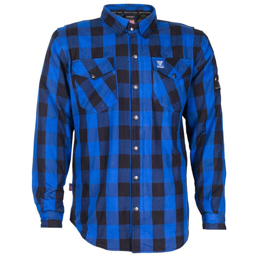SALE Protective Flannel Shirt - Blue Checkered with Pads
