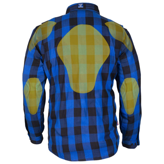SALE Protective Flannel Shirt - Blue Checkered with Pads