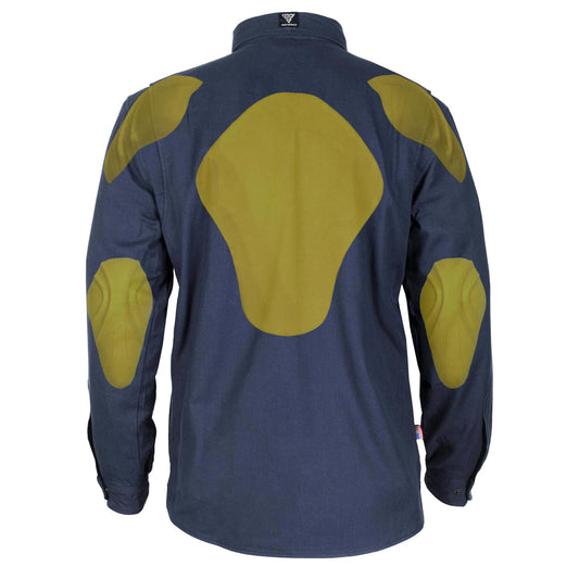 SALE Protective Flannel Shirt - Dark Navy Blue Solid with Pads