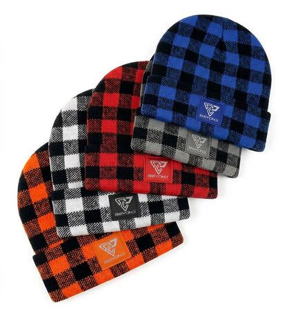 Knit Cuffed Checkered Beanie