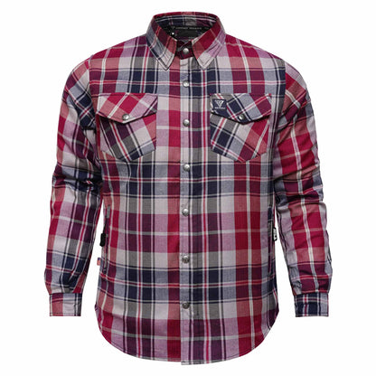 Protective Flannel Shirt For Men - Red Rogue Plaid with Pads