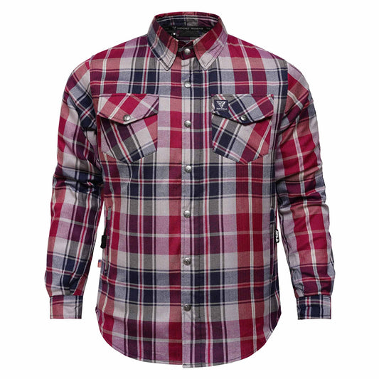 Protective Flannel Shirt For Men - Red Rogue Plaid with Pads