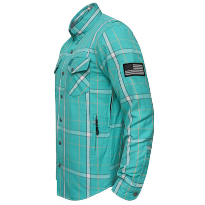 Protective Flannel Shirt For Men - Cyan Ridge