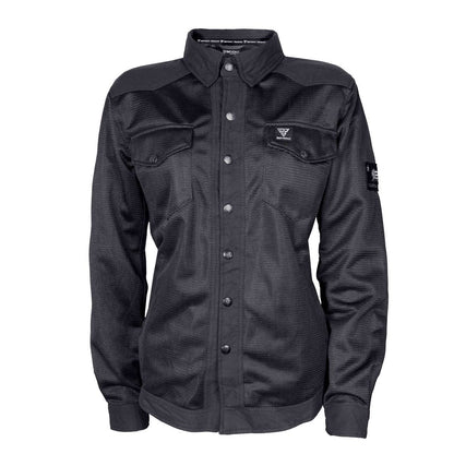 Black-Solid-Women's-Mesh-Shirt-Front-Side