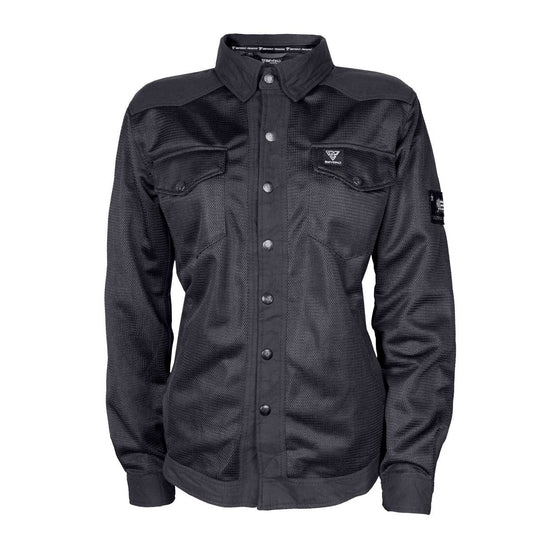 Black-Solid-Women's-Mesh-Shirt-Front-Side