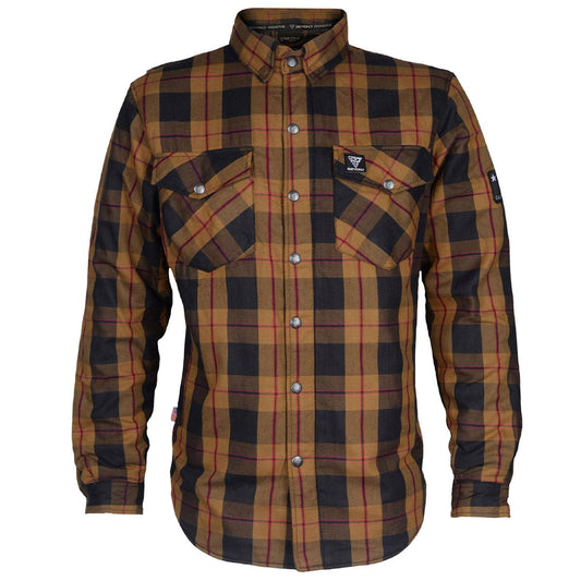 SALE Protective Flannel Shirt "Wild West" - Brown Black Red with Pads
