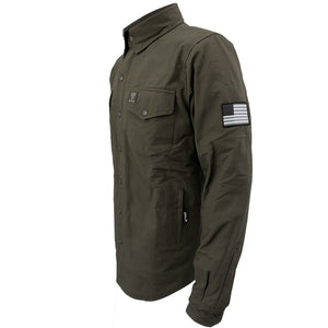 Protective Canvas Jacket for Men - Army Green with Pads