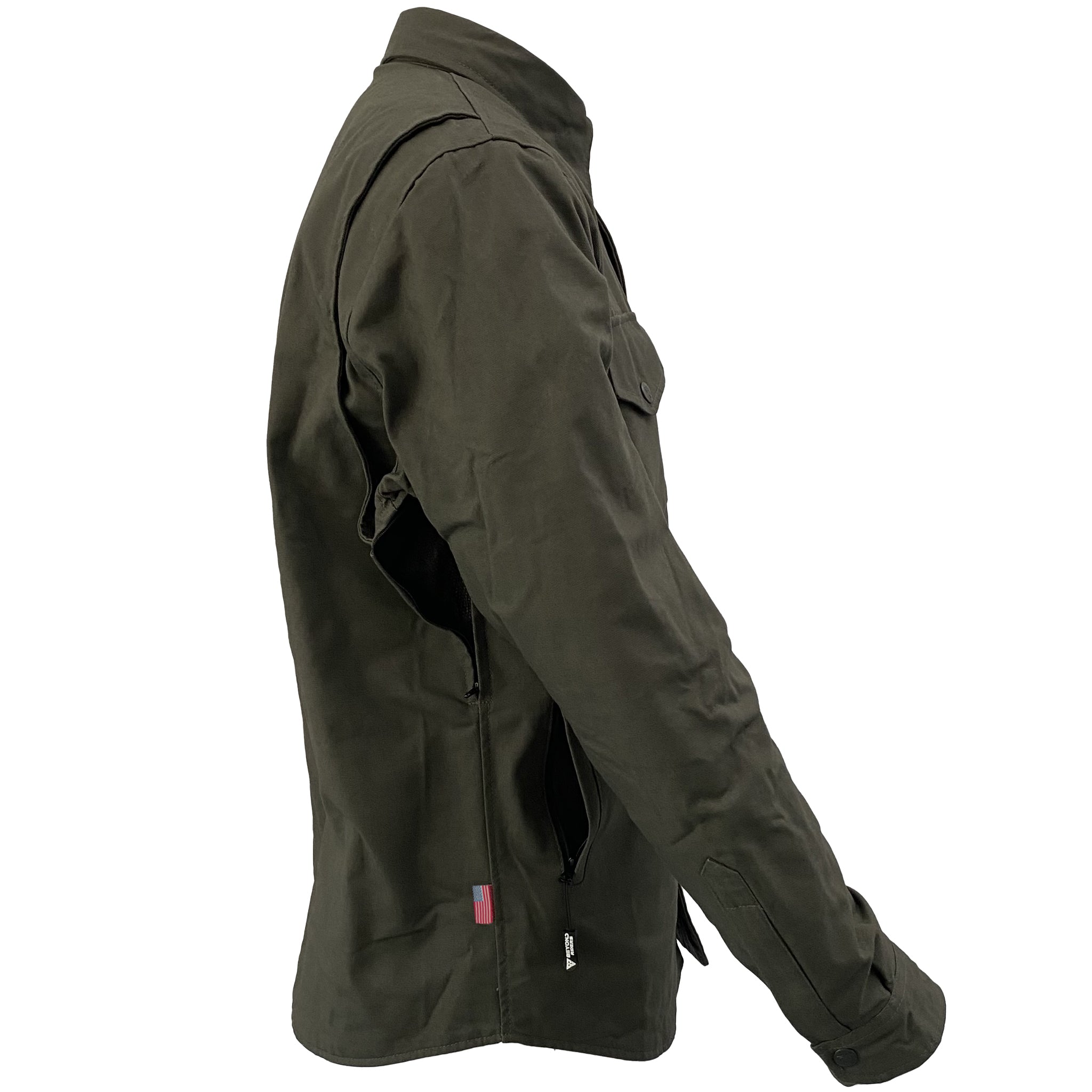 Protective Canvas Jacket for Men - Army Green with Pads