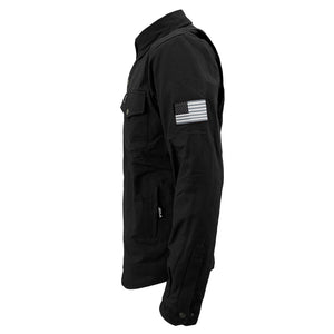 Protective Canvas Jacket for Men - Black Solid with Pads