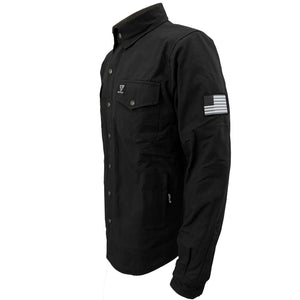 Protective Canvas Jacket for Men - Black Solid with Pads
