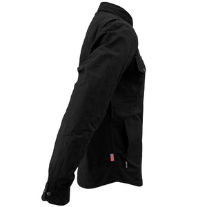 Protective Canvas Jacket for Men - Black Solid with Pads
