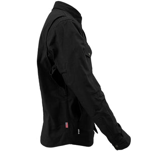 Protective Canvas Jacket for Men - Black Solid with Pads