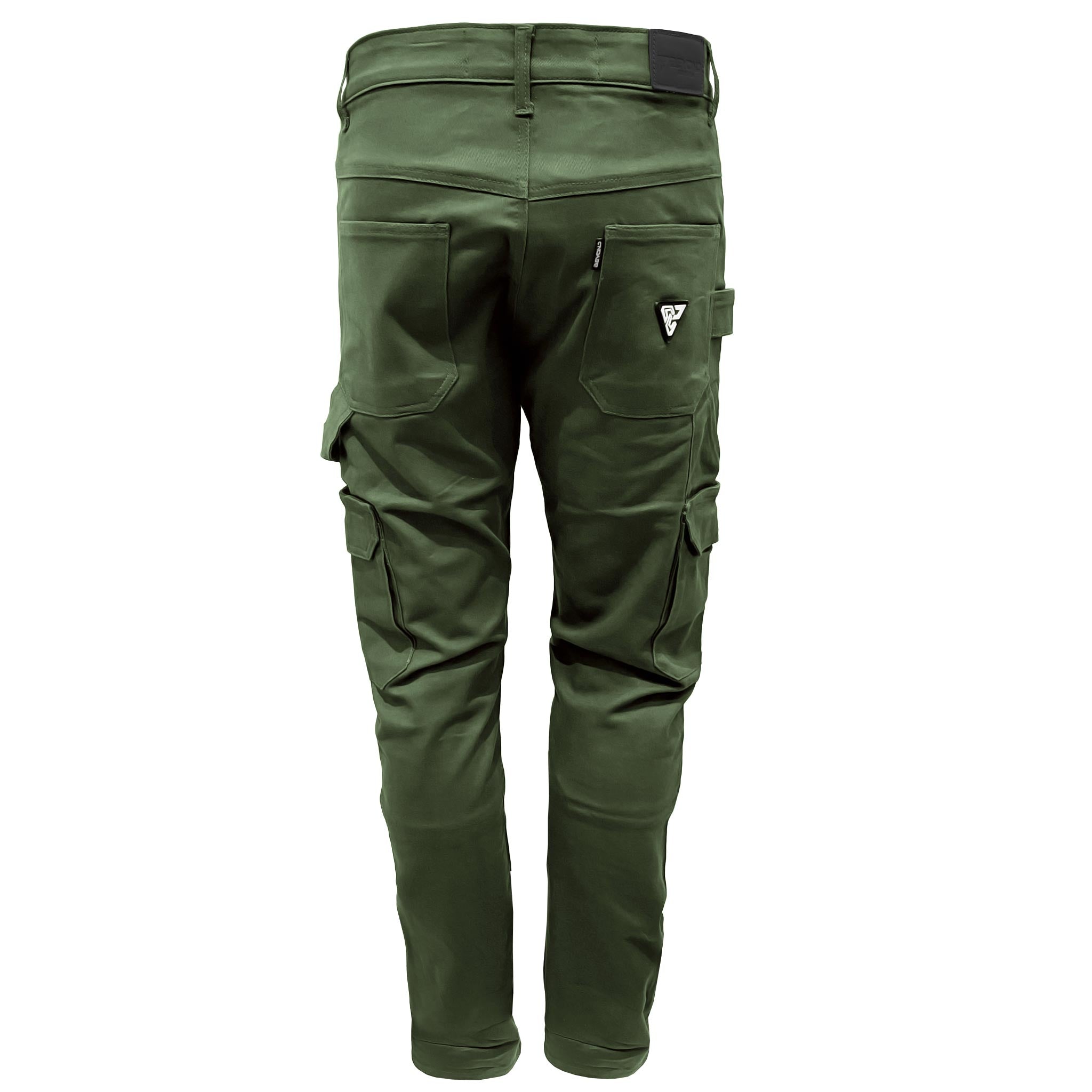 Straight Leg Cargo Pants - Army Green with Pads