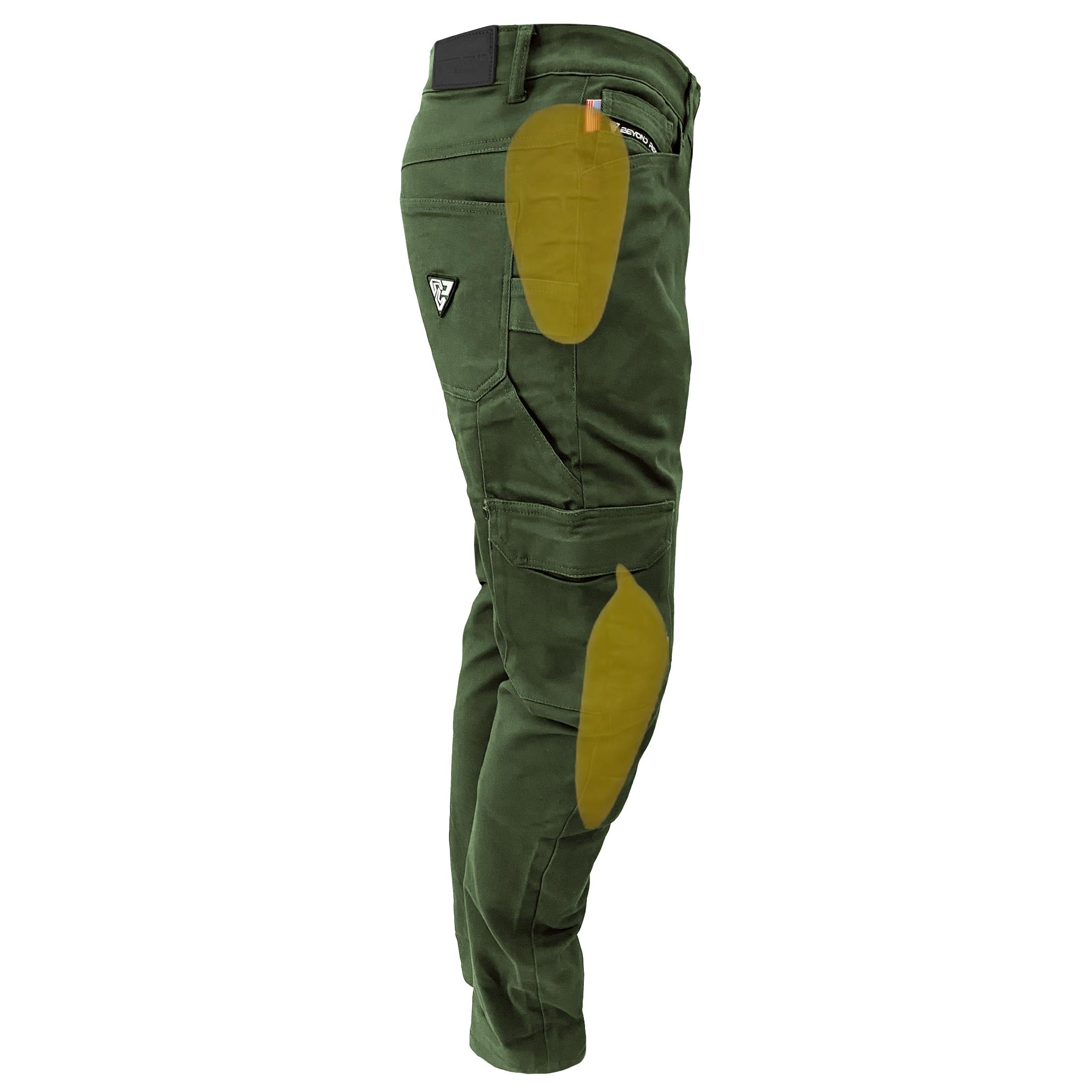 Straight Leg Cargo Pants - Army Green with Pads